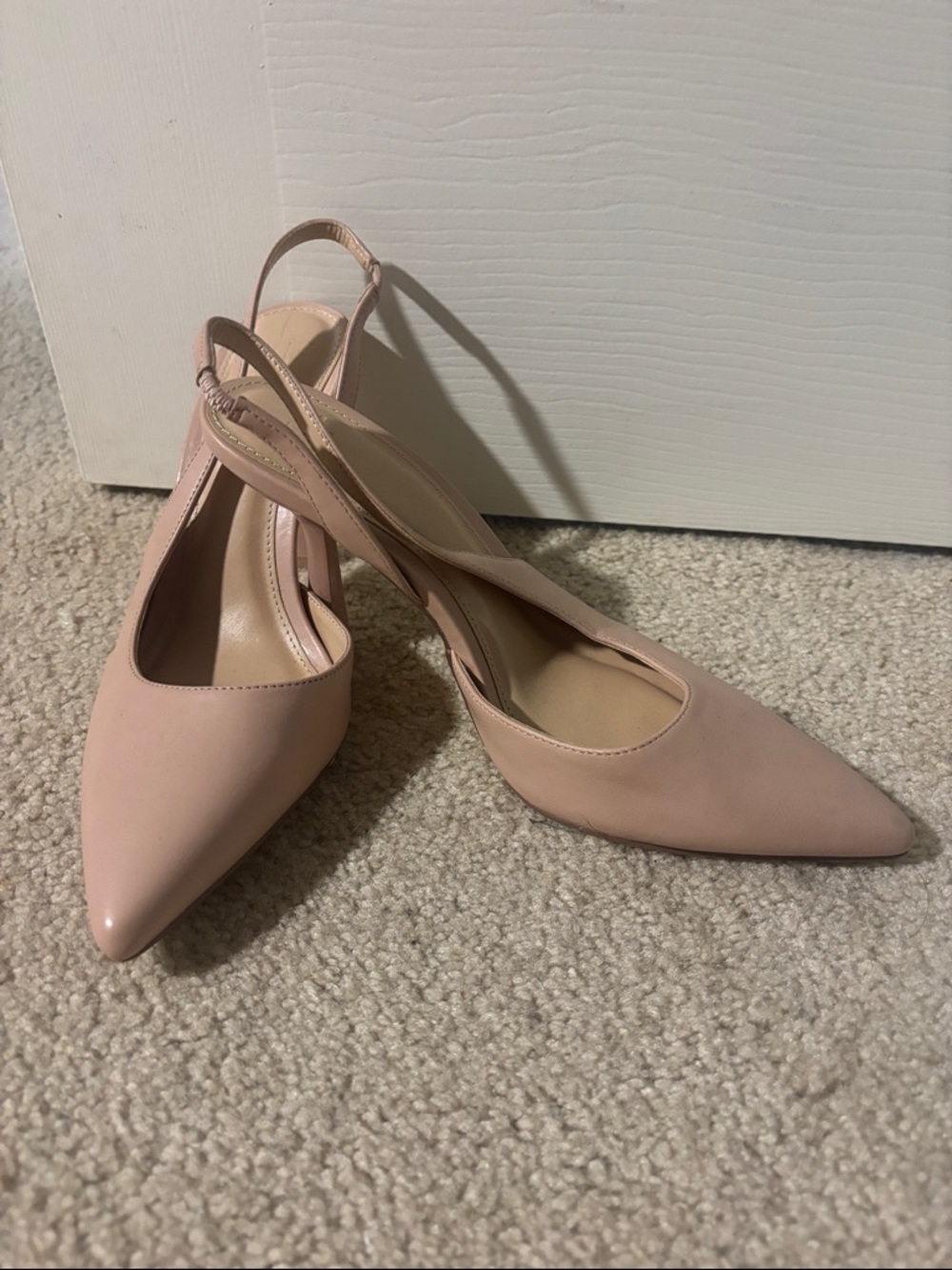 JustFab Nude Blush Pointed Slingback Heels